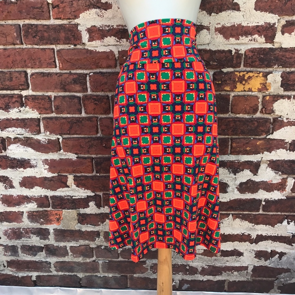Lularoe 2XL Colorful Azure‎ Fold Over Jersey Skirt